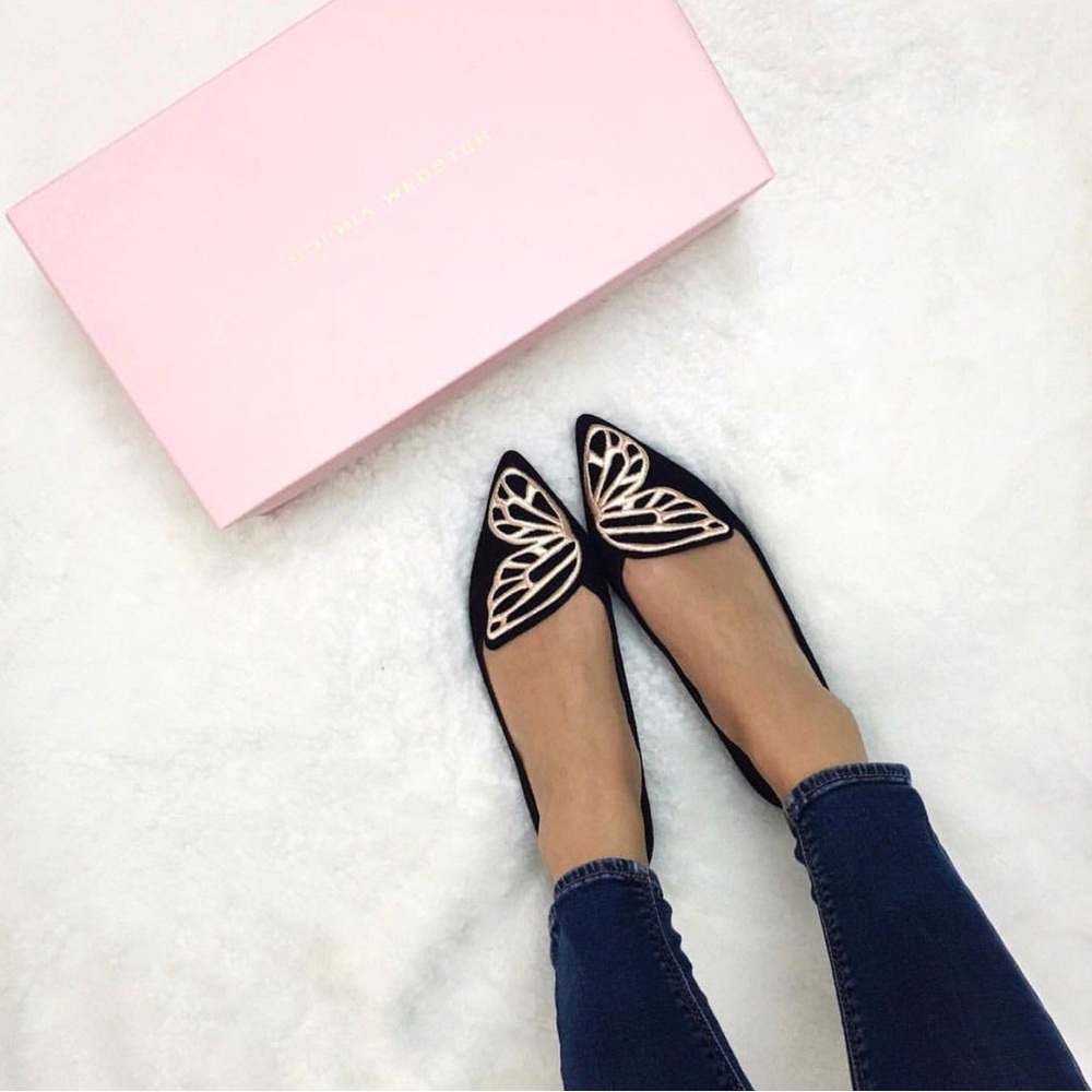 Sophia Webster Suede Butterfly ballerina flats.